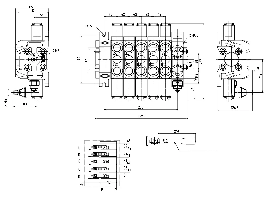 Hydraulic Multi-Way  Directional Flow Control Valve Edl-F20L